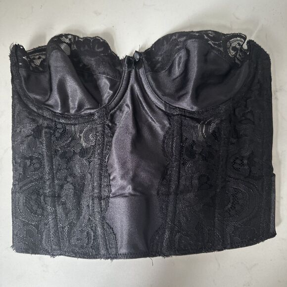 Vintage Victoria’s Secret Gold Label Lace Corset Bustier Sheer 34B Black - Picture 1 of 11